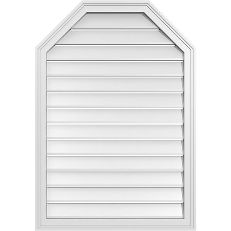 Ekena Millwork Octagonal Top Surface Mount PVC Gable Vent w/ 2"W x 1-1/2"P Brickmould Frame, 28"W x 40"H GVPOT28X4002SF